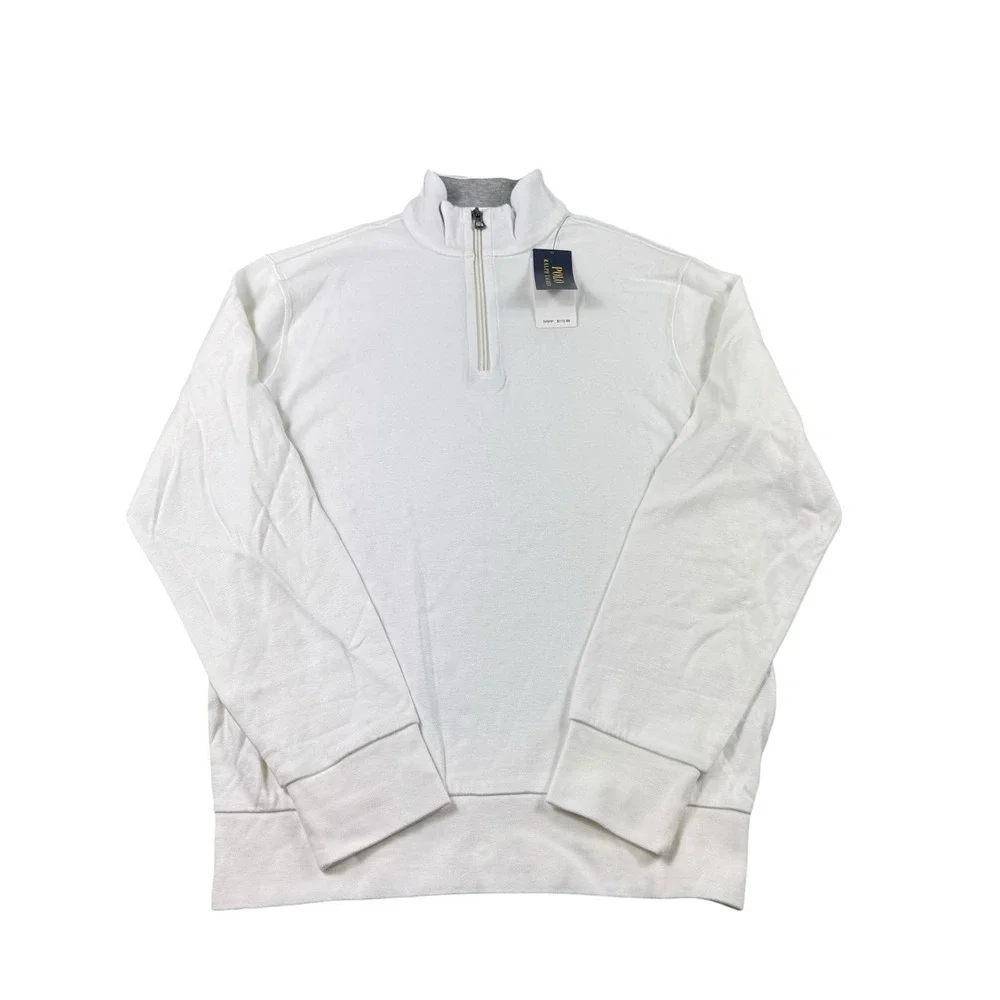 Polo Ralph Lauren White‎ 1/2 Zip Cotton Stretch Men's Pullover Sweater XS NWT